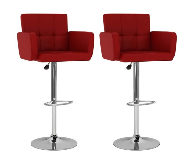 Vidaxl taburetes de cocina 2 unidades cuero sintético rojo vino tinto