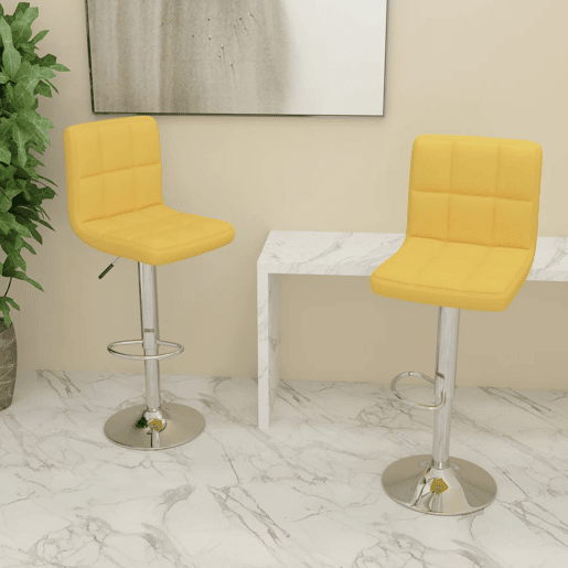 vidaXL Bancos de bar 2 pcs tecido amarelo mostarda vidaXL Bancos de bar 2 pcs tecido amarelo mostarda