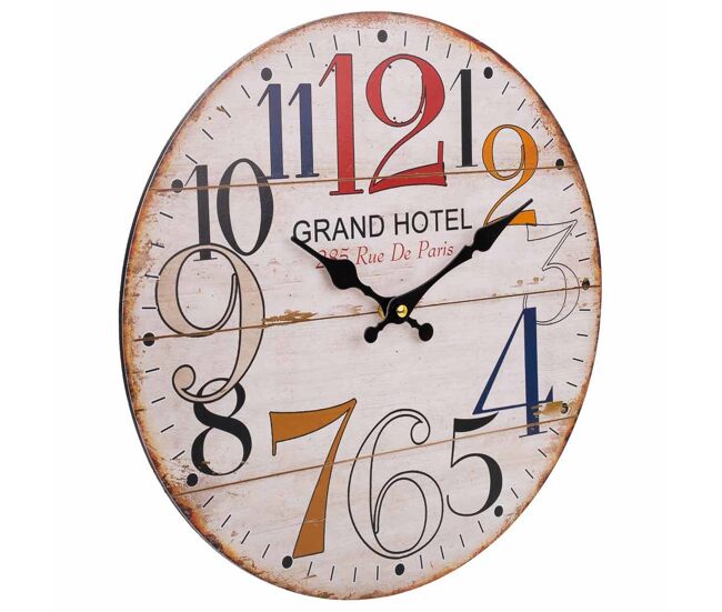 Reloj blanco redondo de madera mdf de d60x2h cm