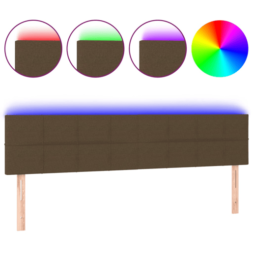 vidaXL Cabeceira de cama c luzes LED tecido 180x5x7888 cm castanho vidaXL Cabeceira de cama c luzes LED tecido 180x5x7888 cm castanho