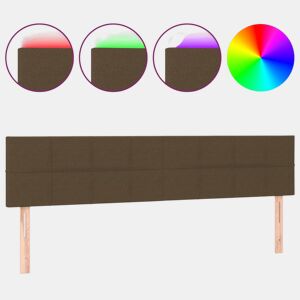 vidaXL Cabeceira de cama c luzes LED tecido 180x5x7888 cm castanho
