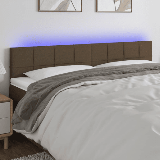 vidaXL Cabeceira de cama c luzes LED tecido 180x5x7888 cm castanho vidaXL Cabeceira de cama c luzes LED tecido 180x5x7888 cm castanho