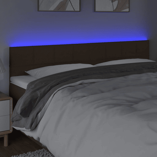 vidaXL Cabeceira de cama c luzes LED tecido 180x5x7888 cm castanho vidaXL Cabeceira de cama c luzes LED tecido 180x5x7888 cm castanho