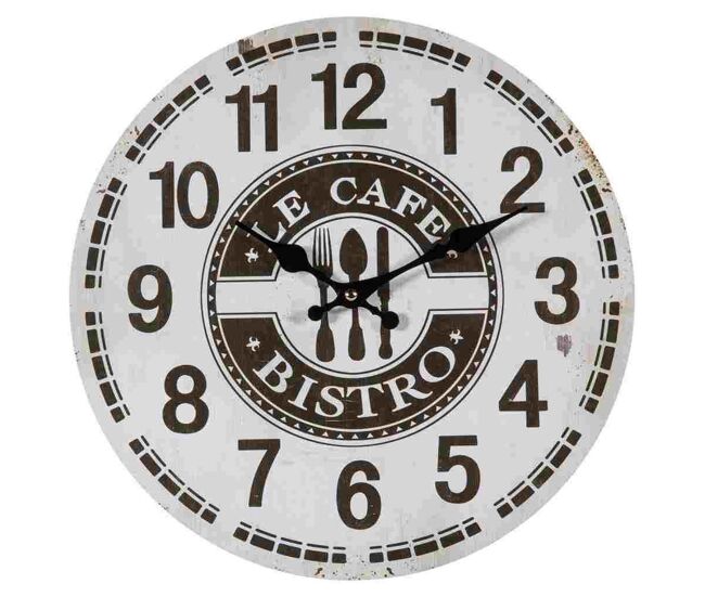Reloj de pared de madera blanca 34x34 cm