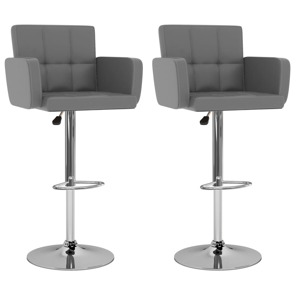 Vidaxl taburetes de cocina 2 unidades cuero sintético gris