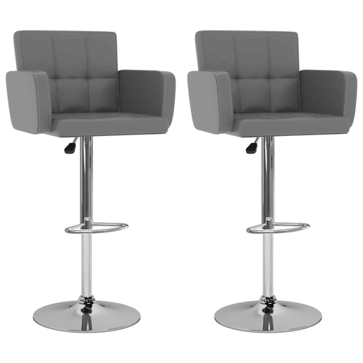 vidaXL Bancos de bar 2 pcs couro artificial cinzento vidaXL Bancos de bar 2 pcs couro artificial cinzento