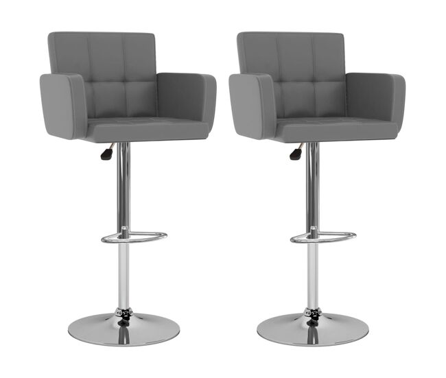 Vidaxl taburetes de cocina 2 unidades cuero sintético gris