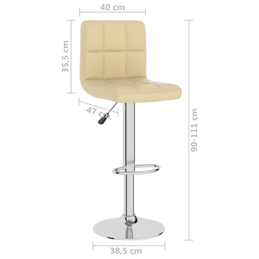 vidaXL Banco de bar couro artificial cor creme vidaXL Banco de bar couro artificial cor creme
