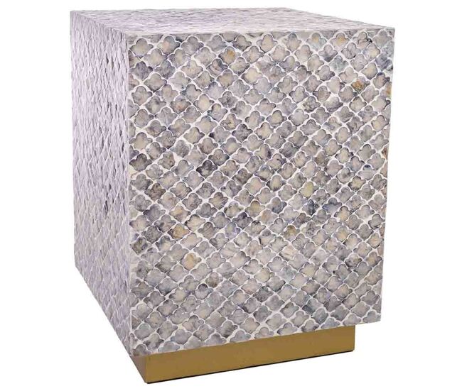 Taburete de madera y capiz gris 35x35x45h cm