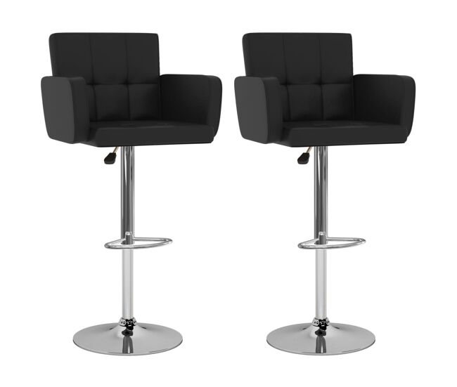 Vidaxl taburetes de barra de cocina 2 unidades cuero sintético negro