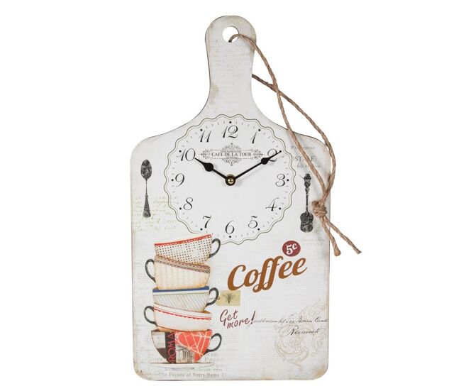 Reloj de pared de madera blanca 48x26x2 cm