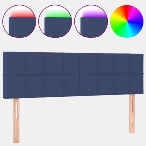 vidaXL Cabeceira de cama c luzes LED tecido 144x5x7888 cm azul