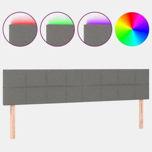 vidaXL Cabeceira de cama cluzes LED tecido 160x5x7888cm cinza-escuro