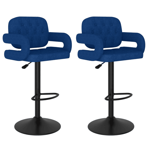 vidaXL Bancos de bar 2 pcs tecido azul vidaXL Bancos de bar 2 pcs tecido azul