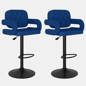 vidaXL Bancos de bar 2 pcs tecido azul