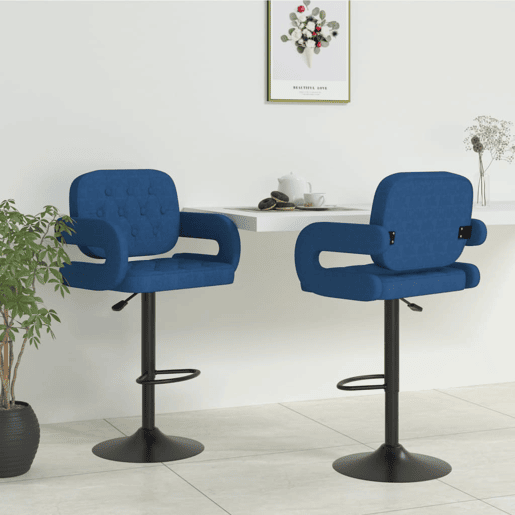 vidaXL Bancos de bar 2 pcs tecido azul vidaXL Bancos de bar 2 pcs tecido azul