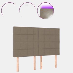 vidaXL Cabeceira cama c LED tecido 144x5x118128 cm cinza-acastanhado