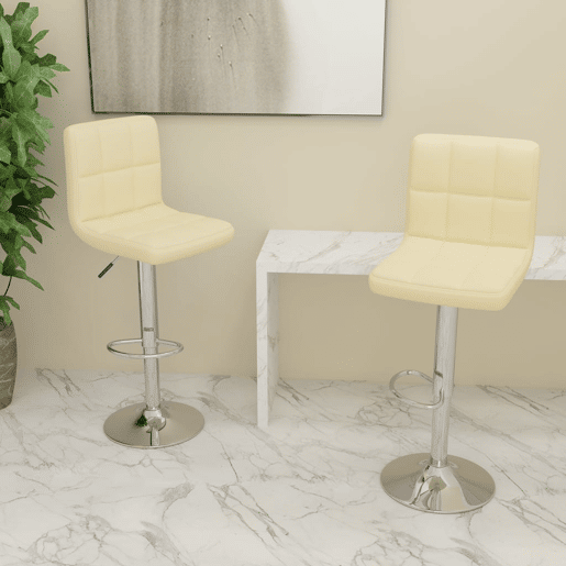 vidaXL Bancos de bar 2 pcs tecido cor creme vidaXL Bancos de bar 2 pcs tecido cor creme
