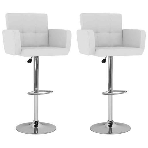 vidaXL Bancos de bar 2 pcs couro artificial branco vidaXL Bancos de bar 2 pcs couro artificial branco