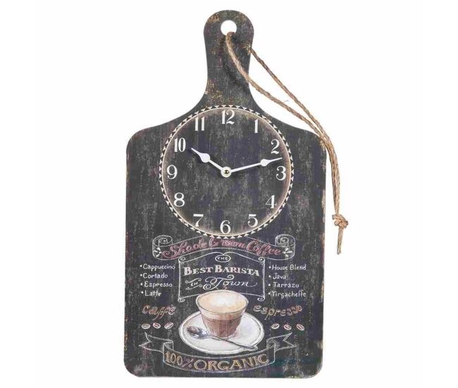 Reloj de pared de madera negro con medidas 26x48x2h cm