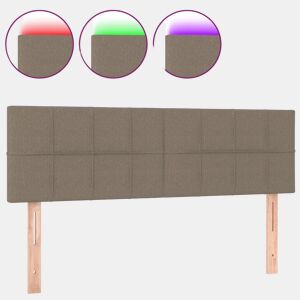 vidaXL Cabeceira cama luzes LED tecido 144x5x7888cm cinza-acastanhado