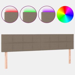 vidaXL Cabeceira cama luzes LED tecido 160x5x7888cm cinza-acastanhado