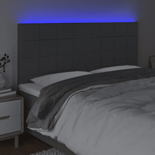 vidaXL Cabeceira de cama c LED tecido 200x5x118128 cm cinza-escuro vidaXL Cabeceira de cama c LED tecido 200x5x118128 cm cinza-escuro