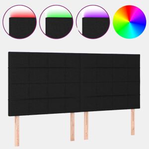 vidaXL Cabeceira de cama c luzes LED tecido 200x5x118128 cm preto