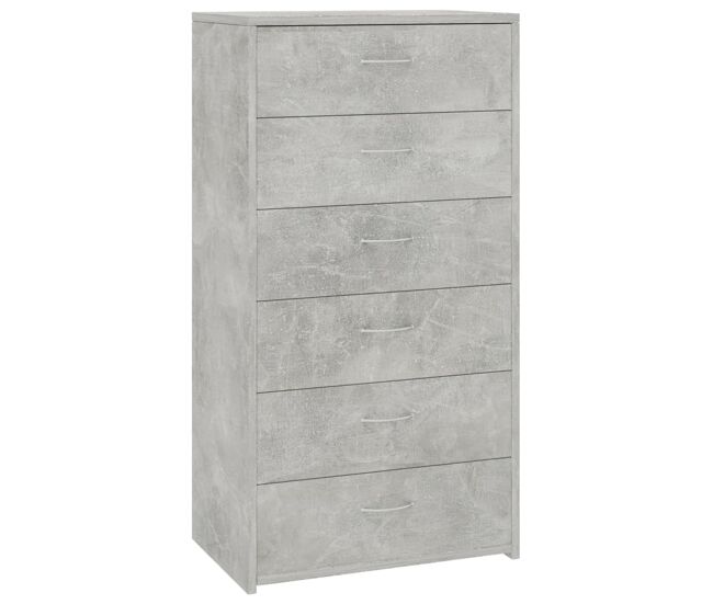 Vidaxl aparador con 6 cajones contrachapada gris hormigón 50x34x96cm
