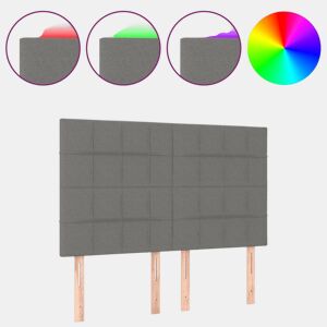vidaXL Cabeceira de cama c LED tecido 144x5x118128 cm cinza-escuro