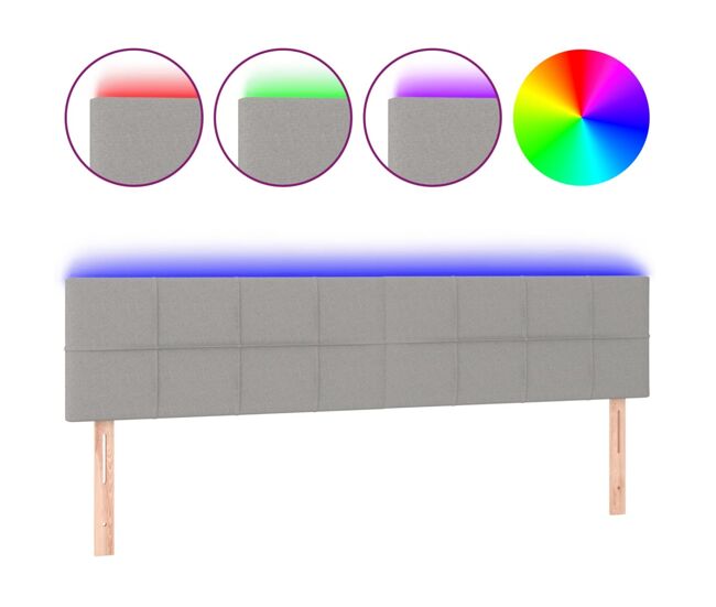 Vidaxl cabecero con led de tela gris claro 200x5x78/88 cm