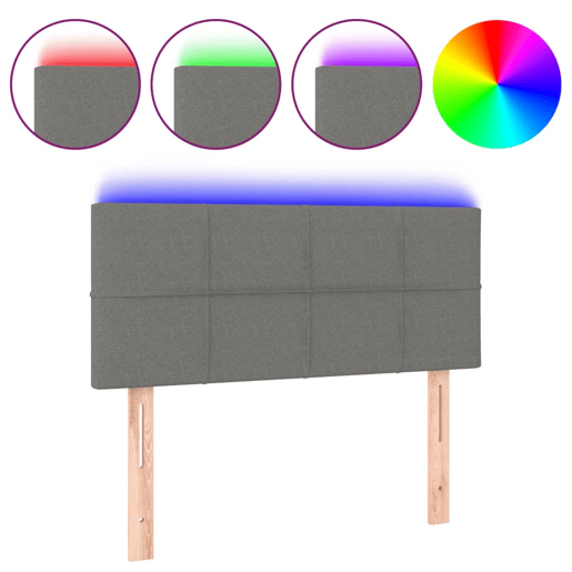 vidaXL Cabeceira de cama c luzes LED tecido 90x5x7888cm cinza-escuro