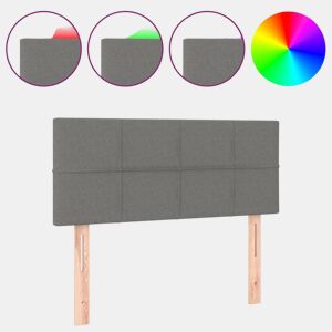 vidaXL Cabeceira de cama c luzes LED tecido 90x5x7888cm cinza-escuro