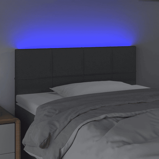 vidaXL Cabeceira de cama c luzes LED tecido 90x5x7888cm cinza-escuro