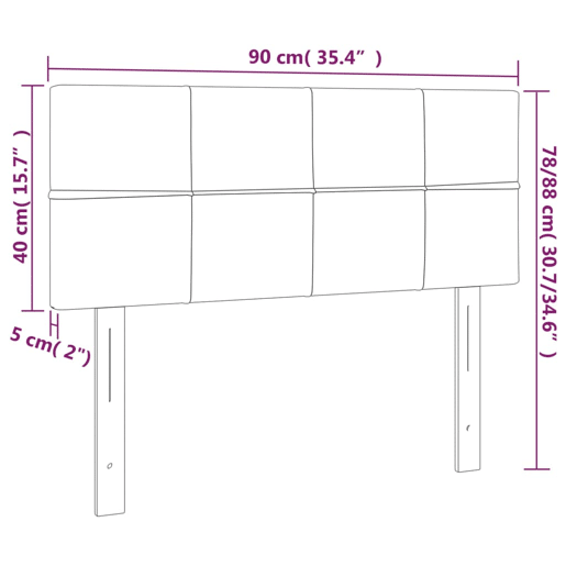 vidaXL Cabeceira de cama c luzes LED tecido 90x5x7888cm cinza-escuro