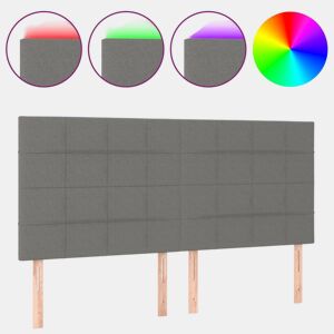 vidaXL Cabeceira de cama c LED tecido 160x5x118128 cm cinza-escuro