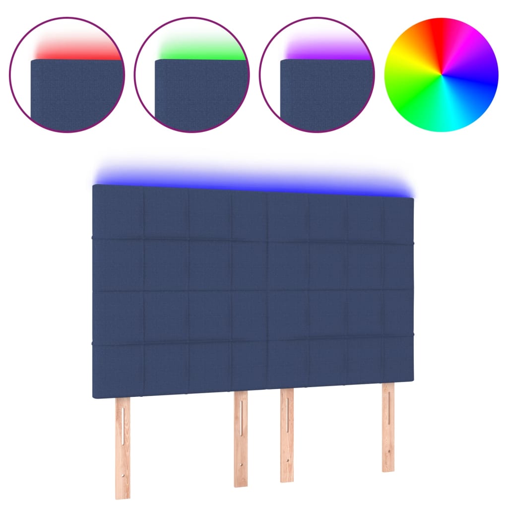 vidaxl cabecero con luces led tela azul 144x5x118128 cm