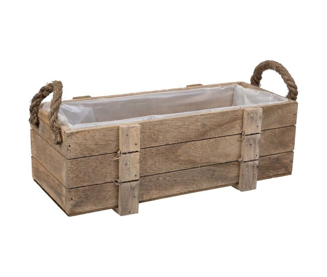 Cesto de madera con asas marrón 32x13x10,5