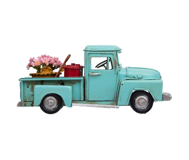 Camioneta de metal en color azul de 16.5x6.5x7.5h cm
