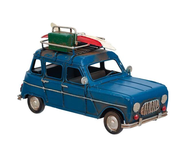 Coche de metal en color azul mide 17x7.5x9.5h cm