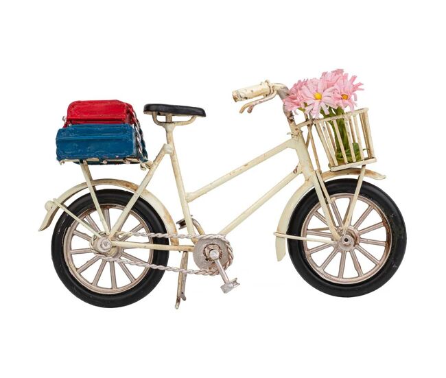 Bicicleta de metal en color marrón mide 16.5x6.5x9.5h cm