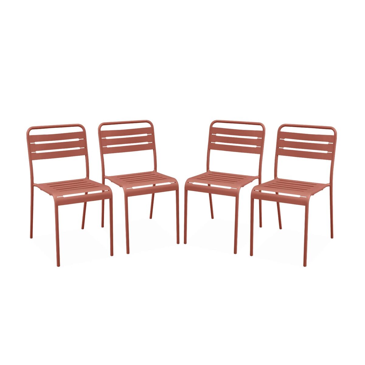 Silla de jardín bistró de acero, set de 4, amelia, terracotta, 44x52x79 cm