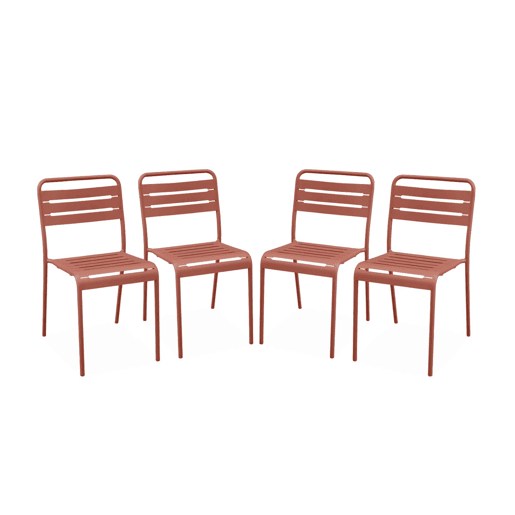 Cadeira de jardim em aço, set de 4, Amelia, Terracota, 44x52x79 cm