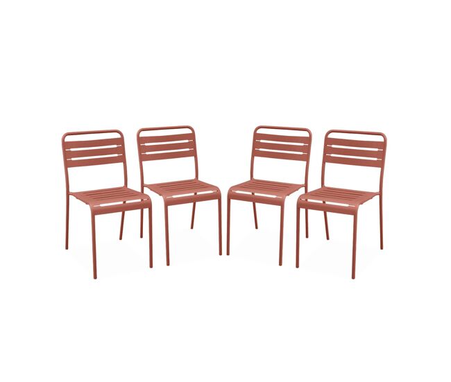 Silla de jardín bistró de acero, set de 4, amelia, terracotta, 44x52x79 cm