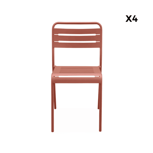 Cadeira de jardim em aço, set de 4, Amelia, Terracota, 44x52x79 cm
