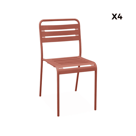 Cadeira de jardim em aço, set de 4, Amelia, Terracota, 44x52x79 cm
