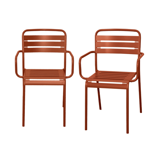 Cadeira de jardim em aço, set de 2, Amelia, Terracota, 50.4x53x79.5 cm