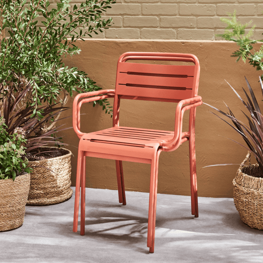 Cadeira de jardim em aço, set de 2, Amelia, Terracota, 50.4x53x79.5 cm