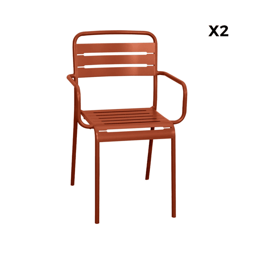 Cadeira de jardim em aço, set de 2, Amelia, Terracota, 50.4x53x79.5 cm