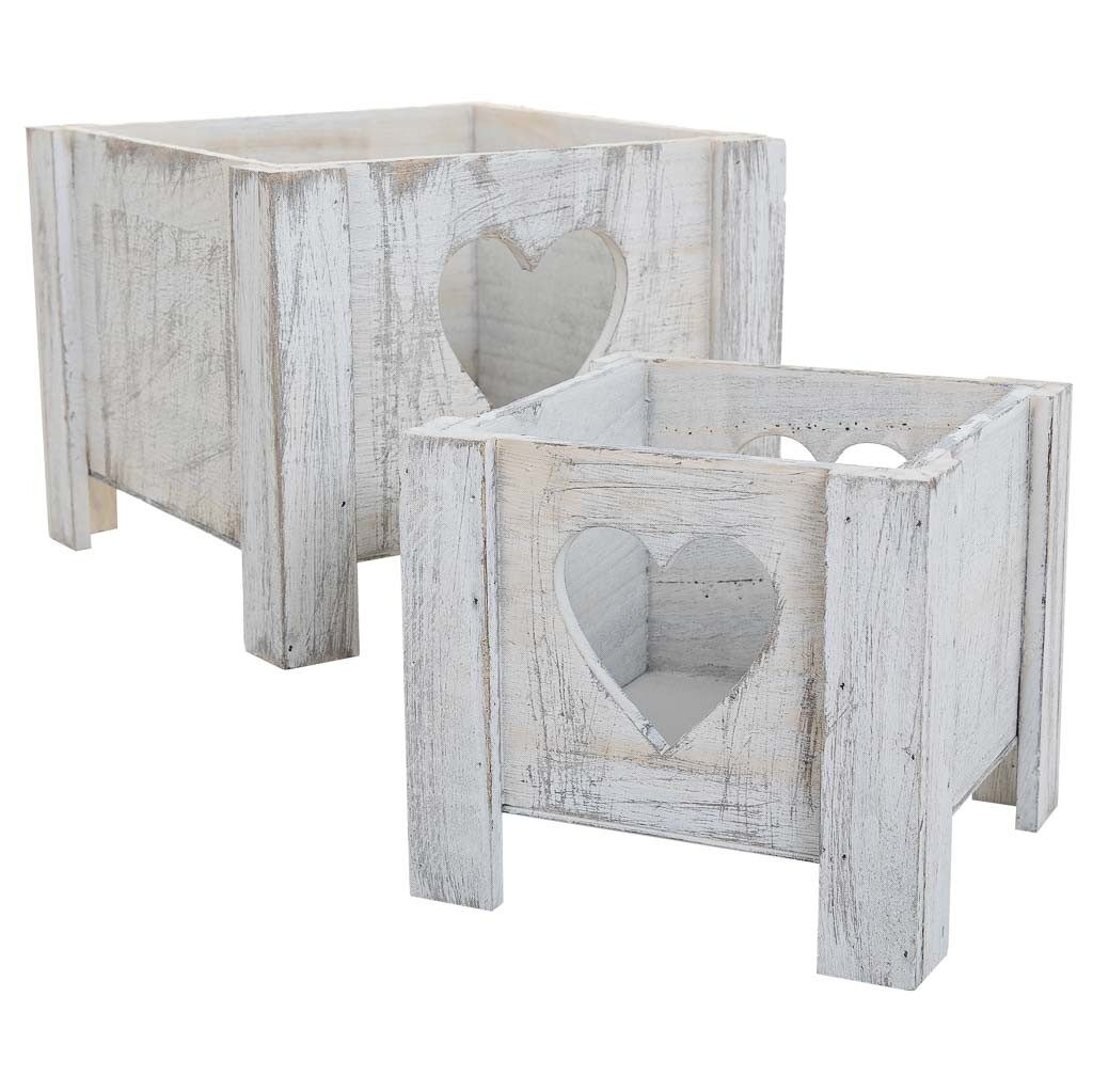Set 2 cestos de madera blancos